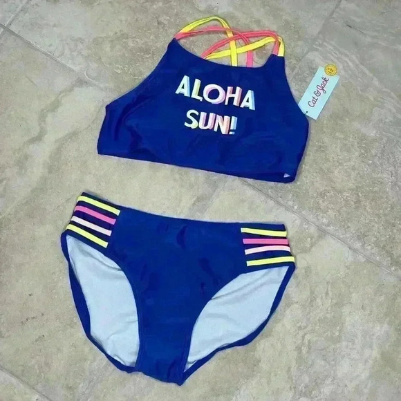 Cat & Jack 2 Piece Aloha Swim XXL 18 - Picture 2 of 6